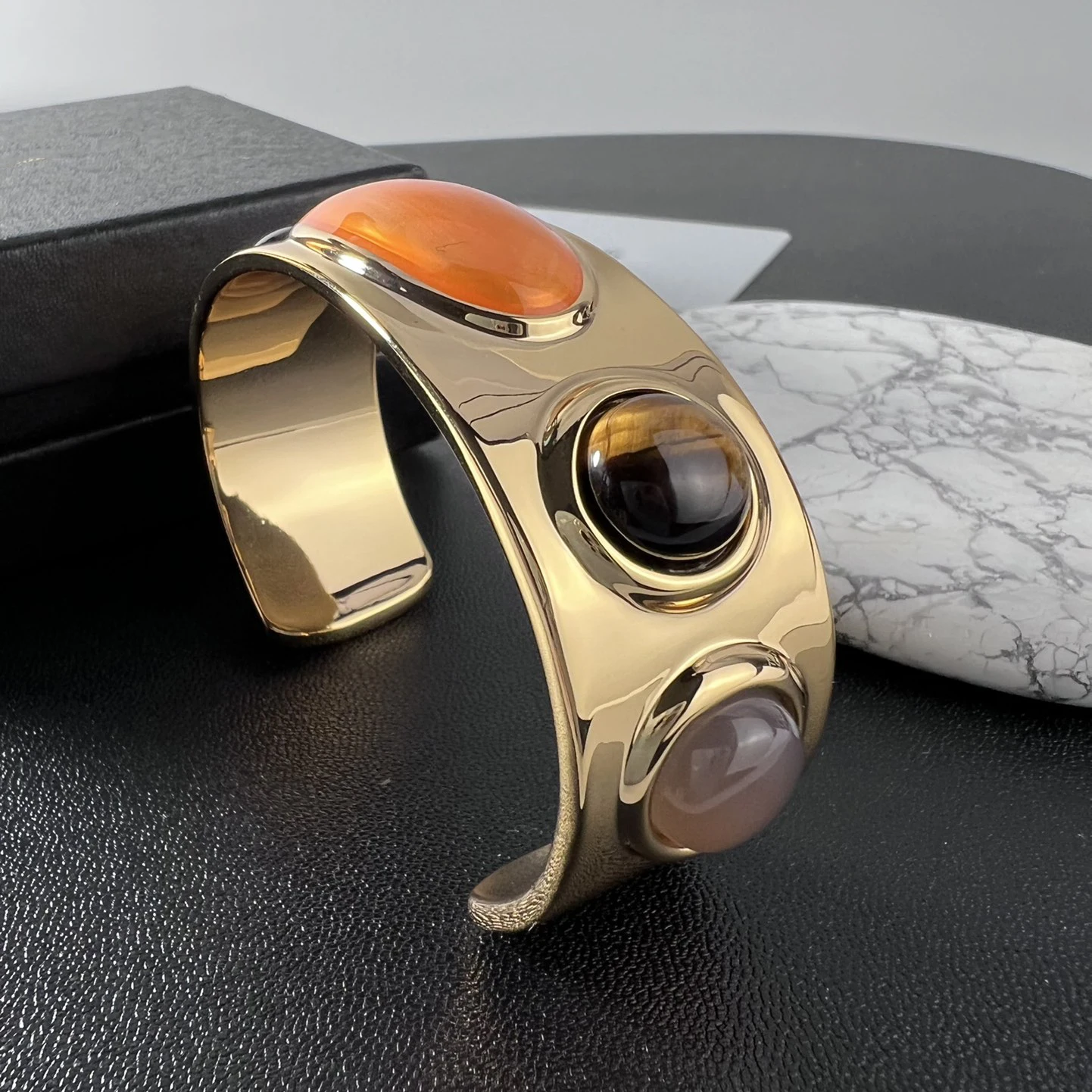 

Европейский латунный позолоченный браслет высшего качества из натурального драгоценного камня, роскошный браслет, женский дизайнерский брендовый ювелирный браслет