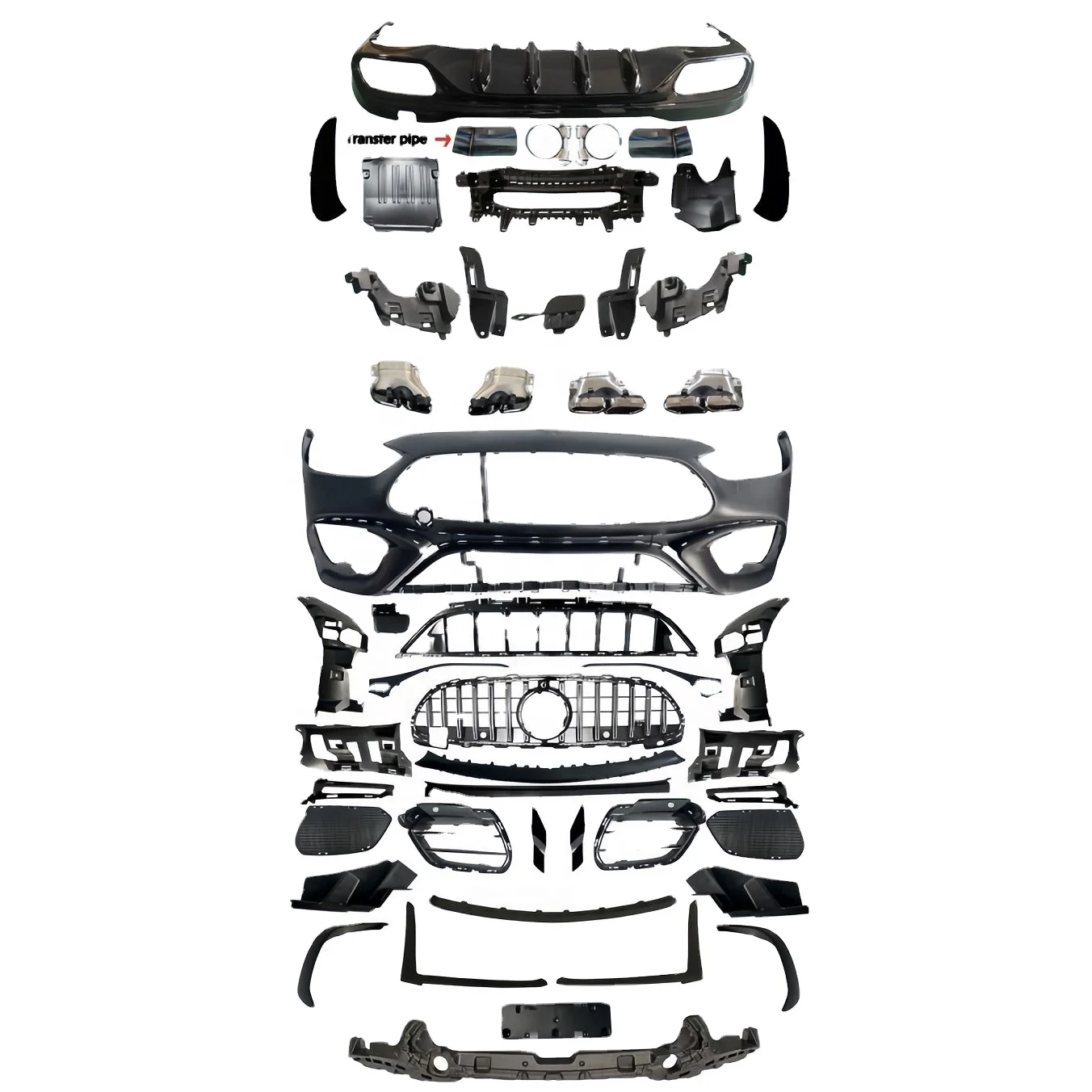 

Real C63S Full Bodykit for Benz W206 C Class Upgrade to Real C63S Amg Front Bumper Rear Diffuser Ehxaust Pipe Grill Splitter