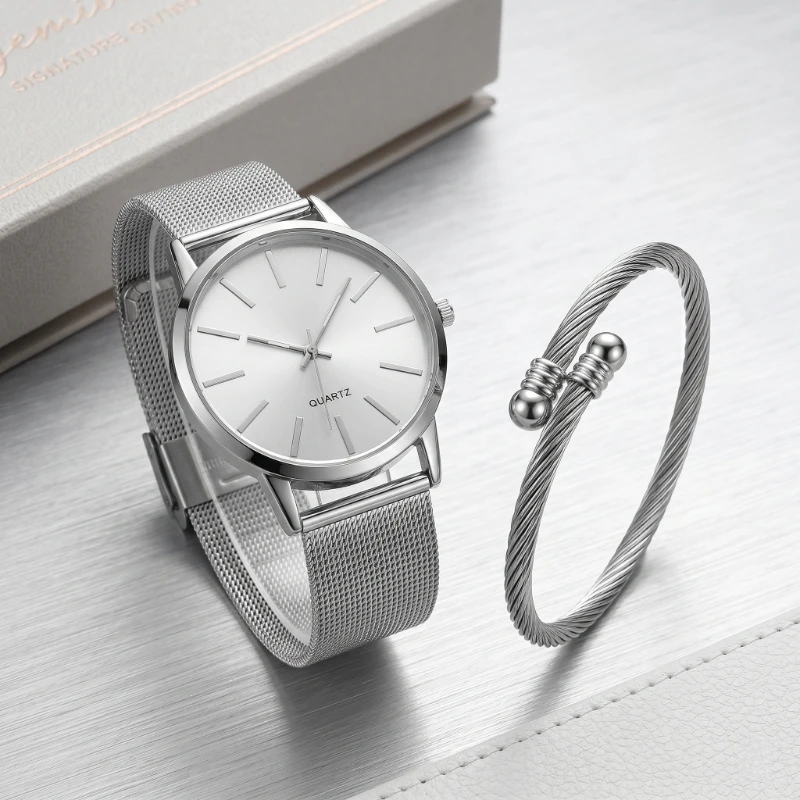 

New Stylish Woman Watches Set Simple Luxury Alloy Ladies Quartz Wristwatch Jewelry Bracelet Kit Best Gift for Women Girlfriend