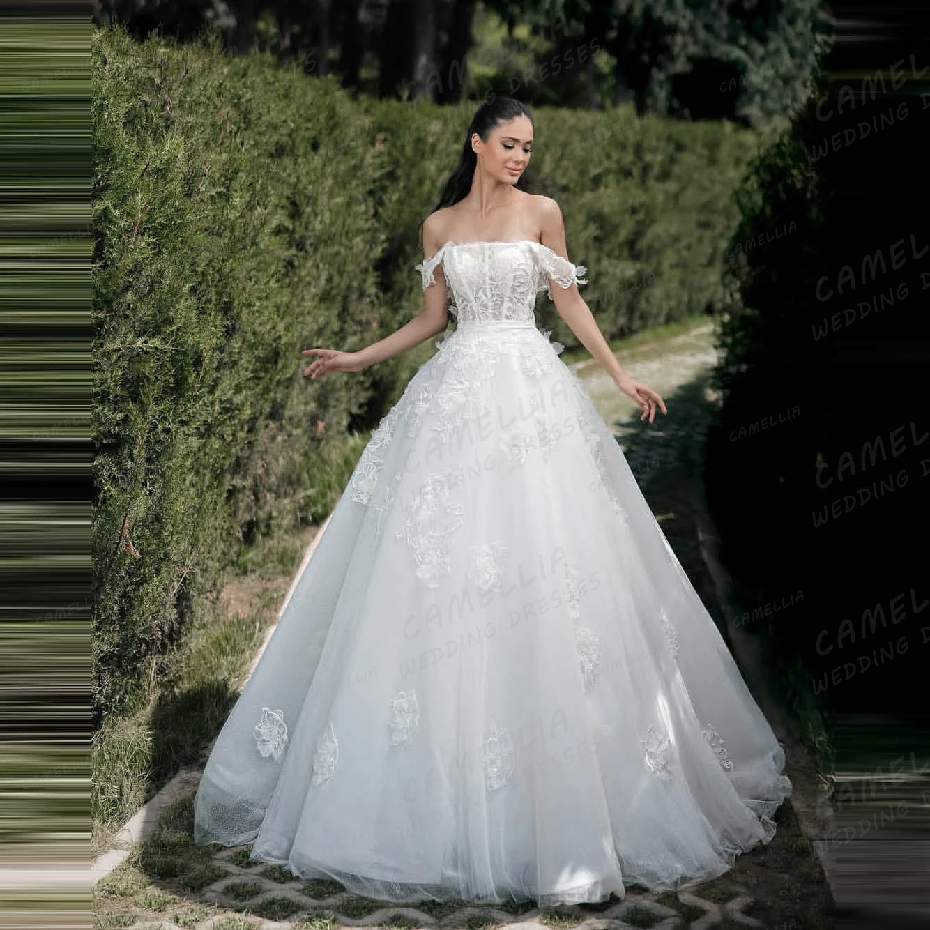 Einfache Spitze Brautkleider Damen A-Linie Langarm Applikationen Tüll Braut Ballkleider Prinzessin Vestidos De Novia Angepasst