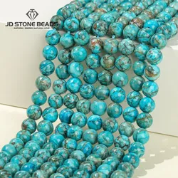 Perline naturali di turchese blu sudafricano, perline rotonde allentate del distanziatore per la creazione di gioielli, accessori per braccialetti, collane fai da te, cucito