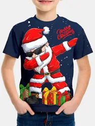 Children's T-shirts Hiphop Santa Claus T-Shirt For Boys Kids Clothes Children's Boy's Clothing Real Madrid Shirt Tops 2024 Top