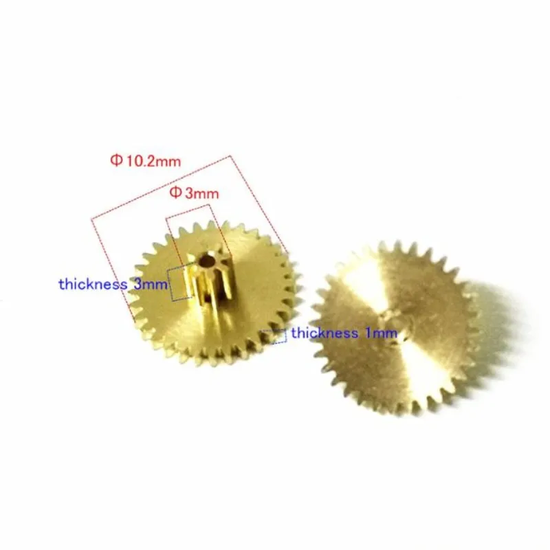 2pcs/Lot 0.3M 8T 32T Small Modulus Double Gear Hole 0.95 0.98mm 1mm Motor Shaft Straight Teeth Toy Model