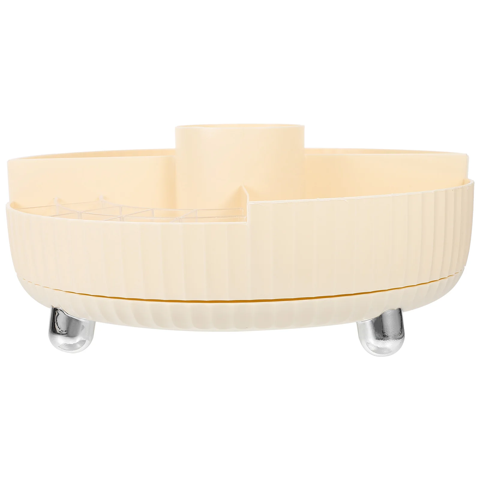 

360 Degree ganizer Lightweight Beige Storage Tray Makeup Brush Holders For Vanity Pen Holder for Brushes Pens Vanity Desk Decor