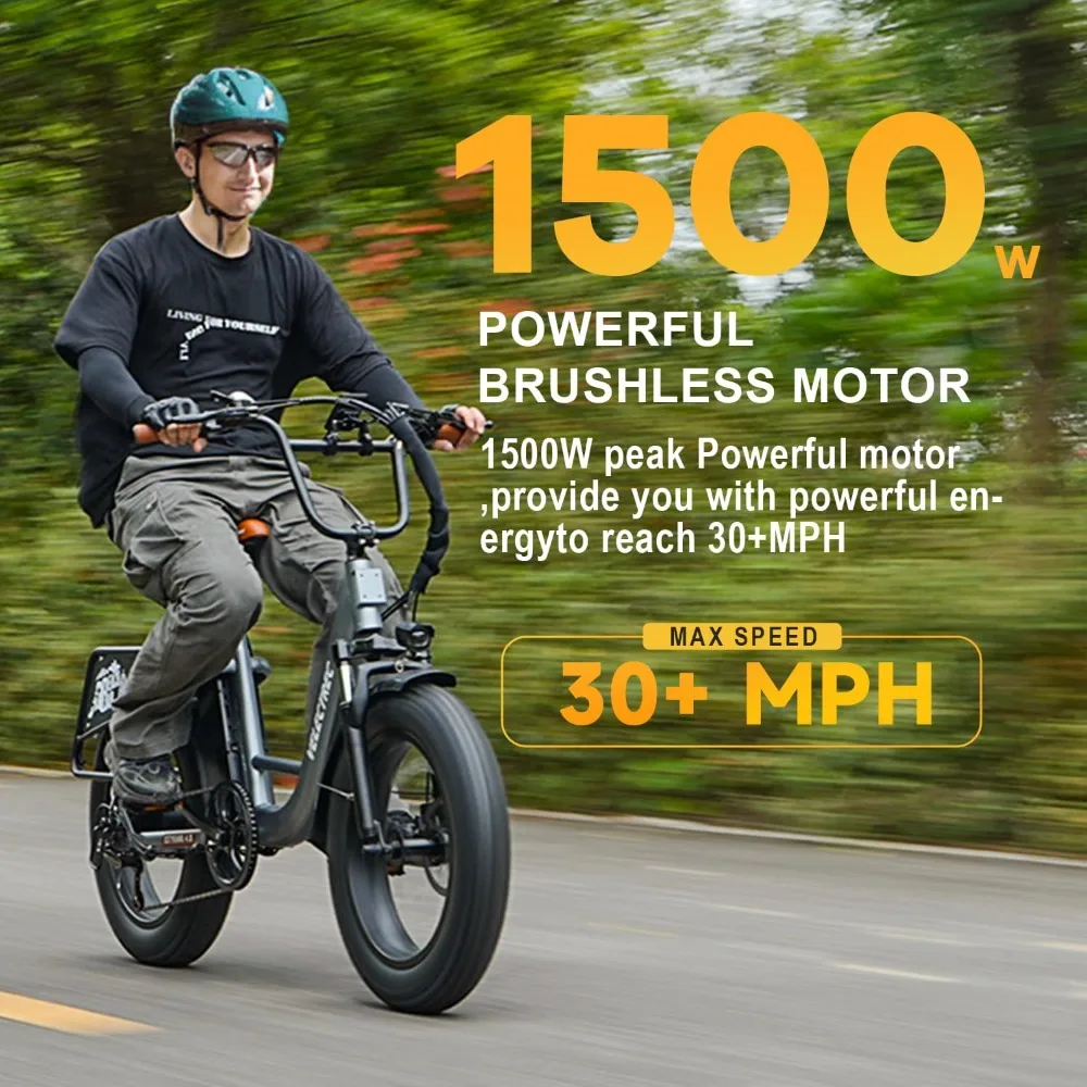 Electric Bike for Adults,1500W Motor Peak 48V 18AH Removable Battery,30MPH Ebike