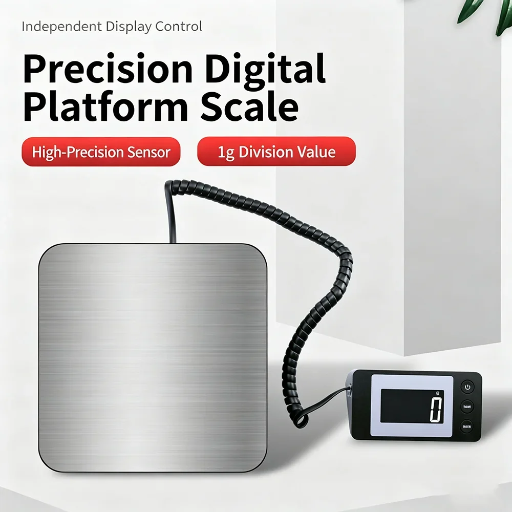 50kg/2g High Precision Electronic Platform Scale Wired & Wireless Digital Weighing Scale Zero Tare Function for Parcel Express