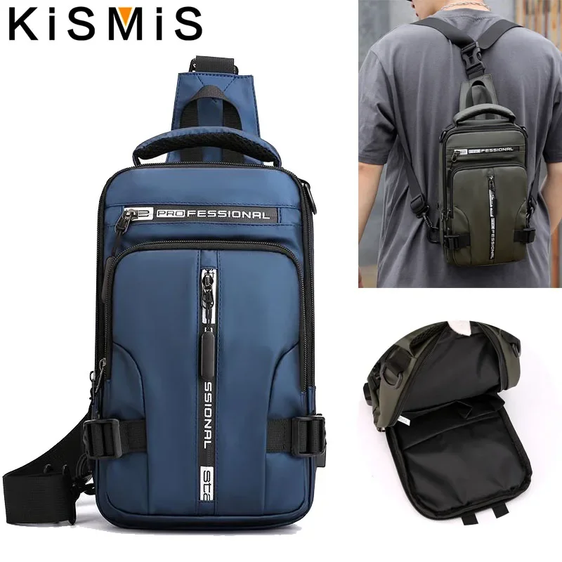 KISMIS-Sac à bandoulière multifonction pour homme, sacs à bandoulière pour homme, sac de poitrine de sport, haute capacité, tendance voyage, mode extérieure initiée