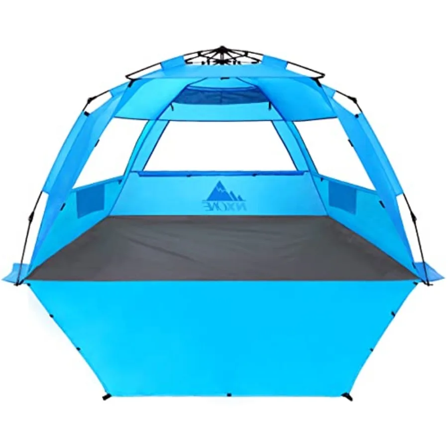 

XL Pop Up Beach Tent, Deluxe Sun Shade Shelter for 4 Person, UPF 50+ Protection, Windproof Beach Shade, Extendable Floor with 3