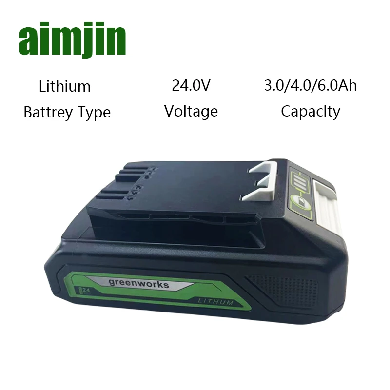 18650 Battery 24V 3.0Ah, 4.0Ah, 5.0Ah Rechargeable Lithium ion Battery Greenworks Cordless Power Tool Replacement 29842