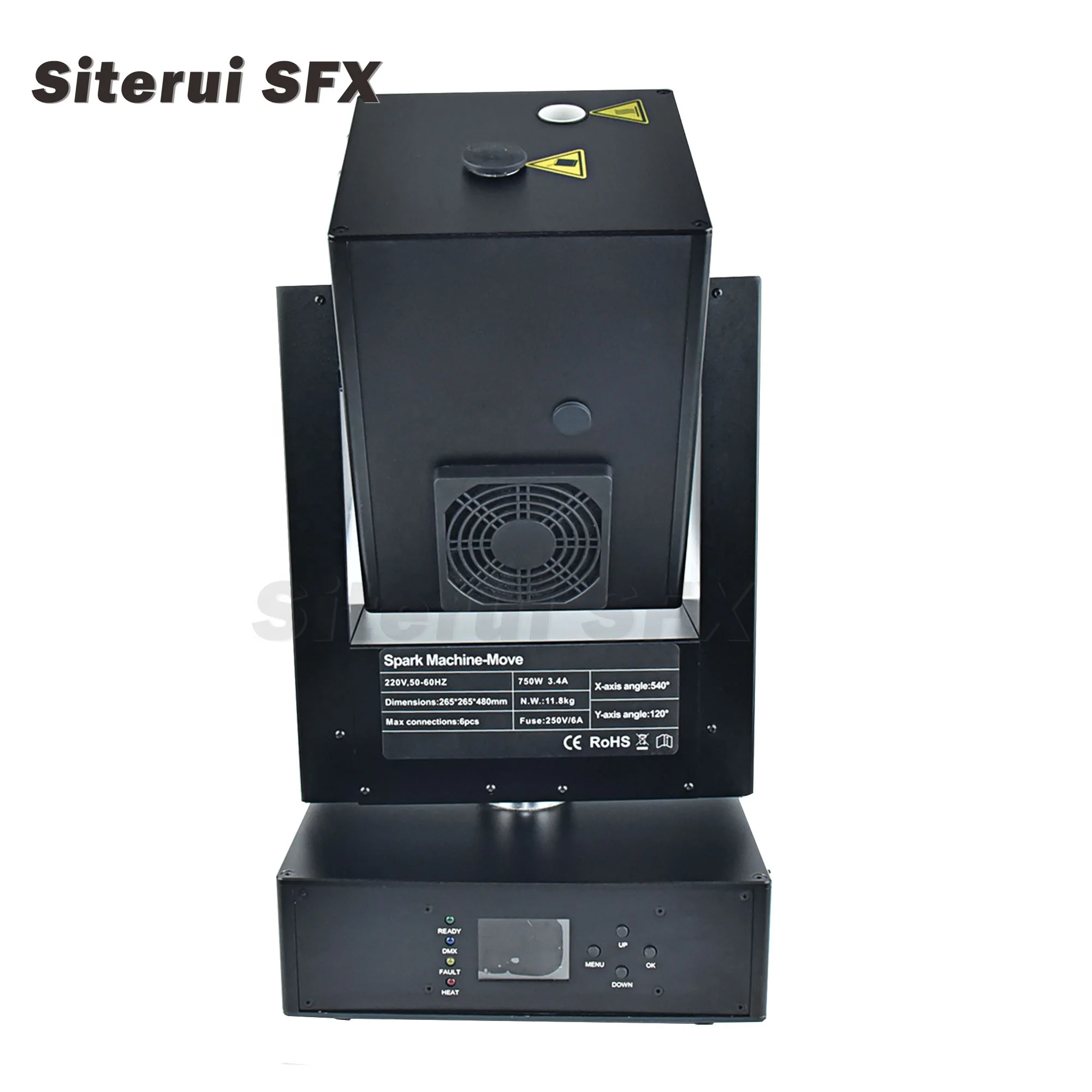 SITERUI SFX 750W  moving head  cold spark machine DMX512 control   Fireworks Sparkler  for Wedding Disco Stage effect