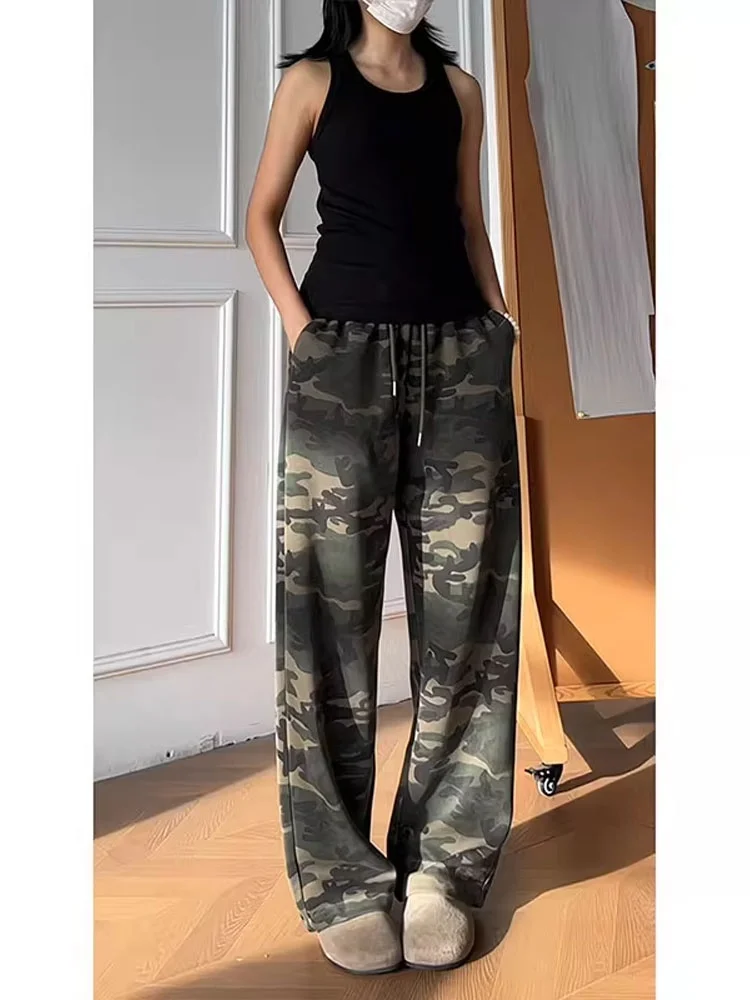 

Cleanfit Camouflage Bend Knife Sweatpants Men's American High Street Vibe Drapey Pants Heavyweight Street Dance Sports Pants