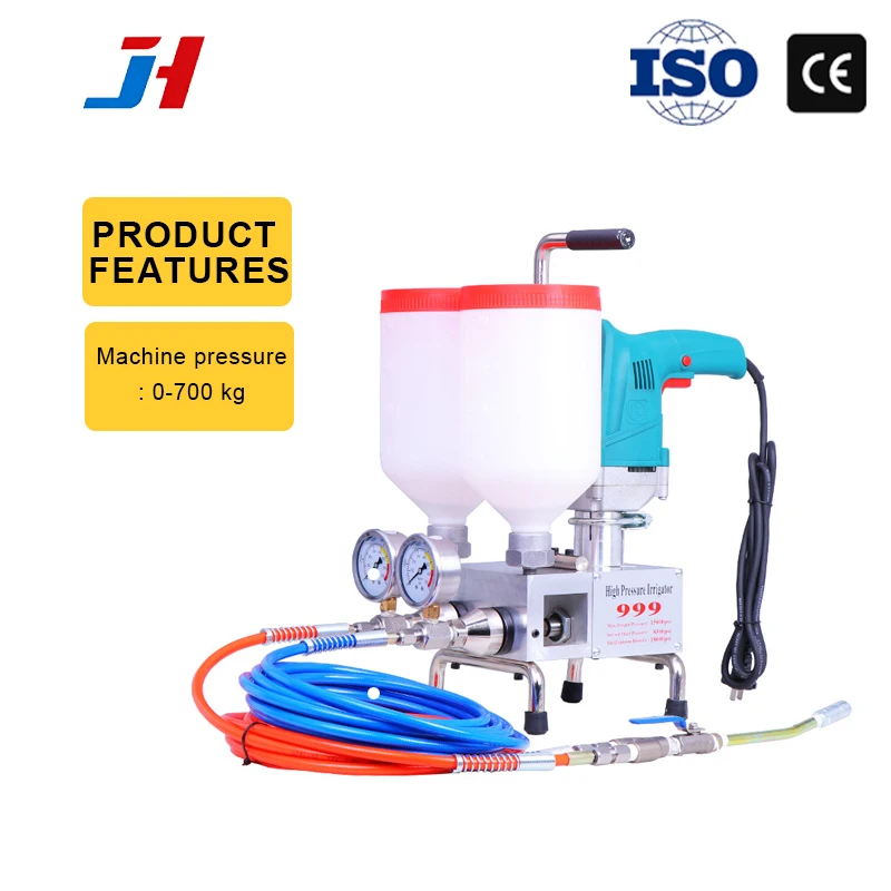 JH 1100W Dual-Component High Pressure Grouting Machine 0-700kg for Polyurethane & Epoxy Alloy Pump with Precision Gauge