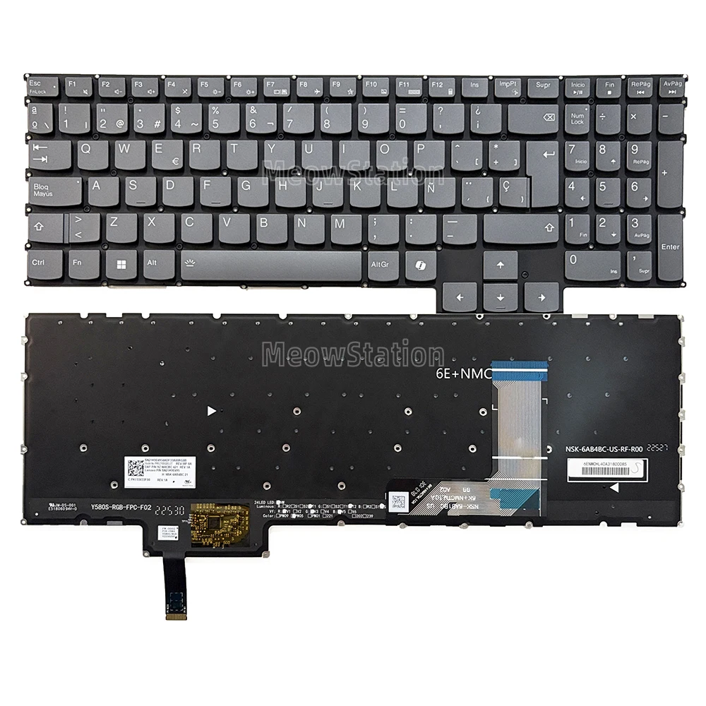 Hiszpańska podświetlana klawiatura do Lenovo Legion LOQ 15IRX9 15IAX9I 15ARP9 15AHP9 15IAX9 15APH8 15IRH8 16APH8 16IRH8,Slim 5 16AHP9 16ARP9 16IRX9 16APH8 16IRH8 — zdjęcie produktu 3