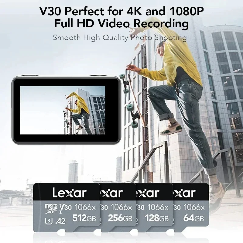 بطاقة Lexar microSDXC UHS-I 1066x V30 A2 بطاقة Micro SD الأصلية 128 جيجابايت حتى 160 ميجا بايت/ثانية بطاقة ذاكرة ترانسفلاش للهاتف اللوحي