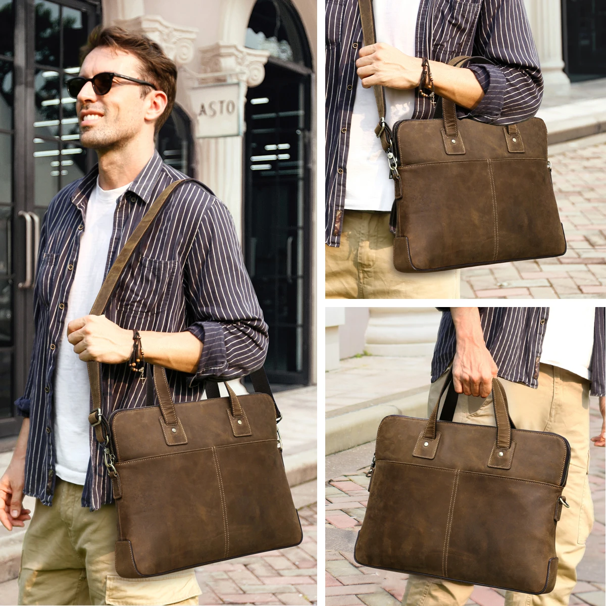 Retro Leder Laptop Tasche Mit Gurt Für Macbook M2 M1 Air 13 Pro 14 15 16 Zoll Fall Handtasche Männer business Schulter Crossbody-tasche