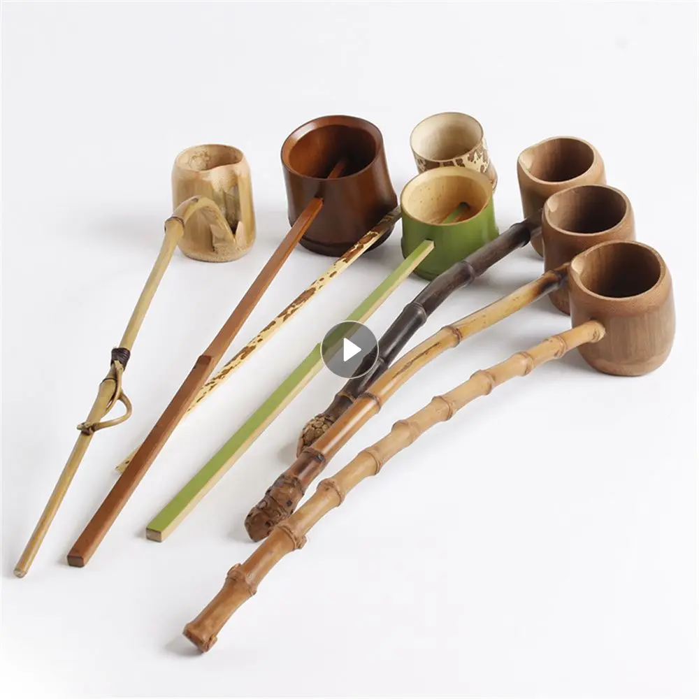 Take Wine Liquor Spoon Long Handle Bamboo Handmade Teaware Bamboo Root For Tea Room Household Kitchen Tool Wooden Tea Scoop