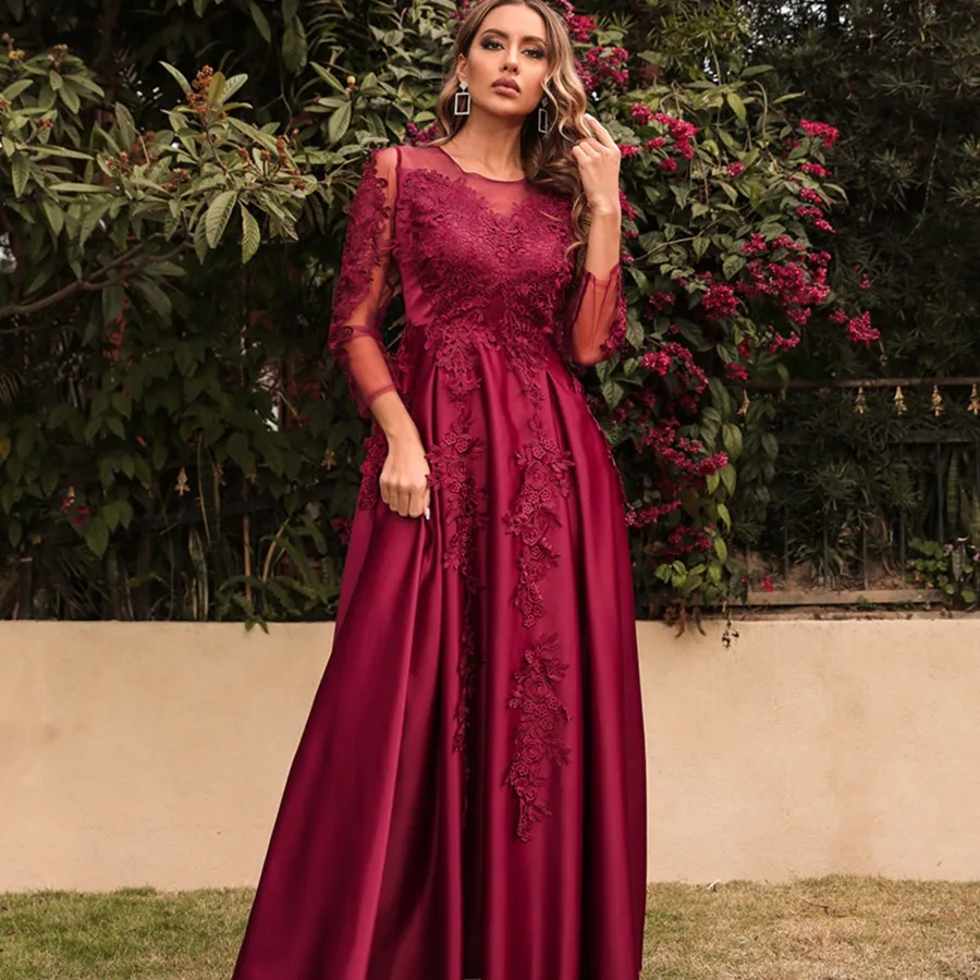 تخصيص المرأة الكبار أزياء مساء اللباس مثير منظور الدانتيل نمط كبير قلادة تنورة الذيل مأدبة اللباس زي #1