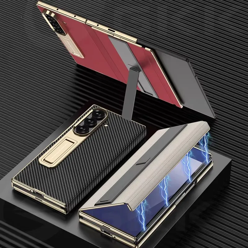 

Роскошный магнитный кожаный чехол-подставка с покрытием для Samsung Galaxy Z Trifold, защитное стекло для внешнего экрана, пластиковый чехол для Galaxy Z Trifold