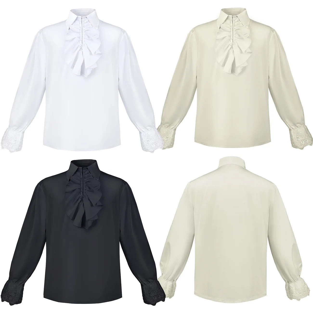 

Renaissance St Punk ter Ne Cos irt loween Lace Trimmed Collar Women's Traditional Costume Summer