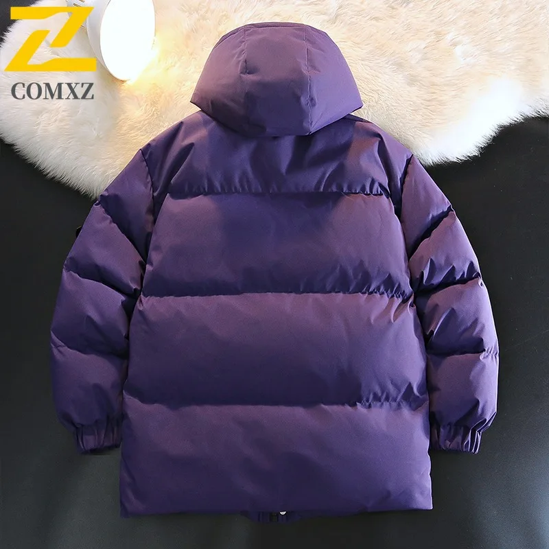 COMXZ Men Bread Jacket Plush Lined Heavy-Duty Travel Street Warm Comfortable Outdoor Puffer Jacket Windproof Ski Winter Padding