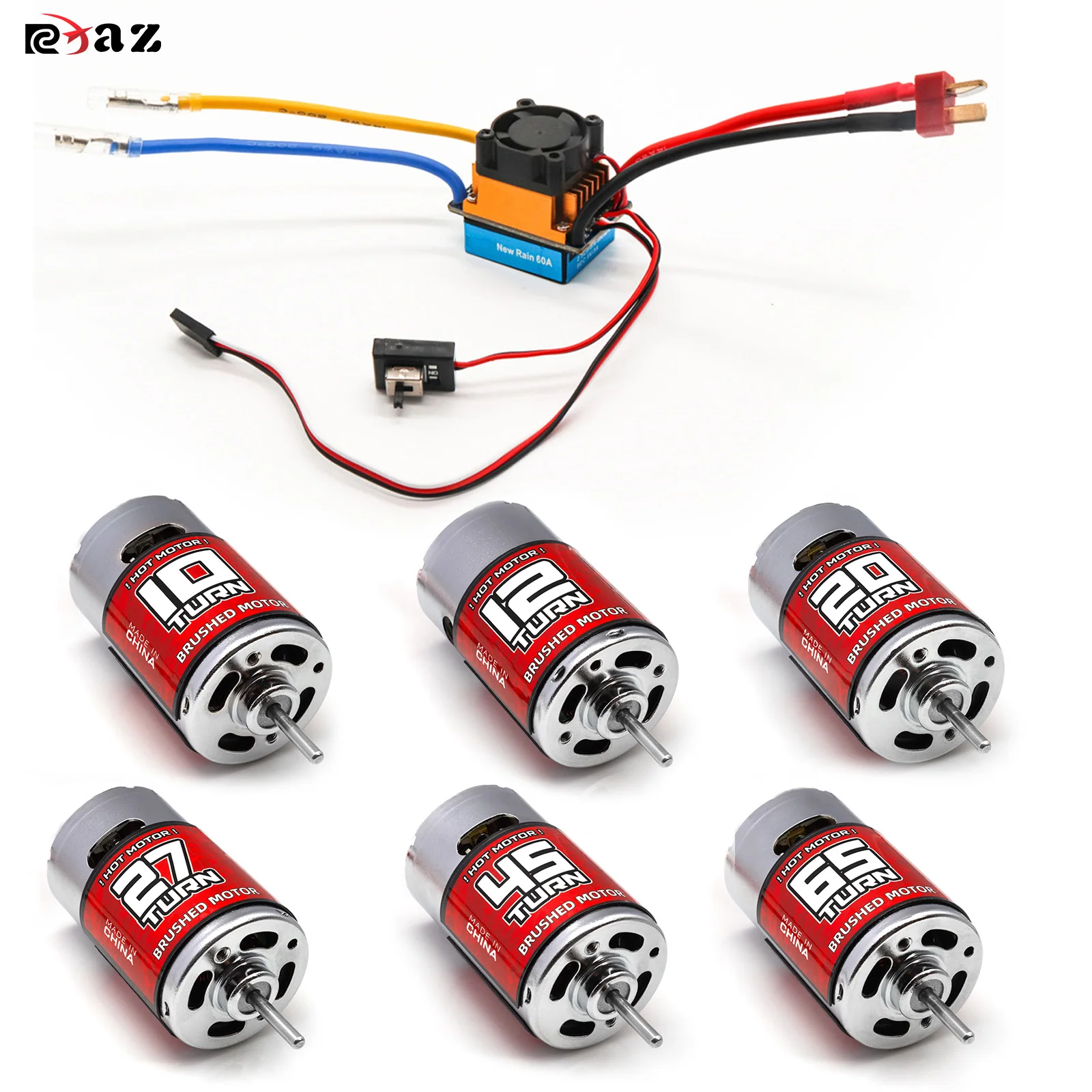 

RC 550 Brushed Motor 10T-55T ESC 480A Speed ​​Control Combination Set Climb Drift Racing Waterproof for 1/10 RC Cralwer Car/Boat