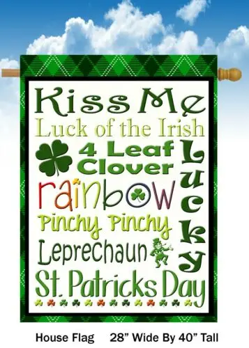 Kiss Me Luck Of Irish  House Flag  Double Sided Soft QUALITY  28x40