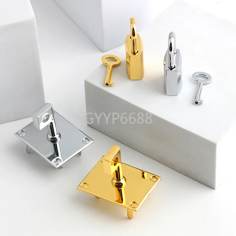 1/5Sets Gold,Silver Metal Rectangle Turn Lock Twist Clasp For Leather Craft Handbags Shoulder Bags Buckles Hardware Accessories