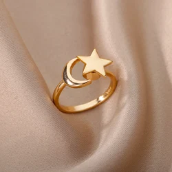 Simple Star Moon Rings For Women Open Adjustable Fidget Rings Spinner Star Anxiety Ring Minimalist Jewelry Gift Anillos Mujer