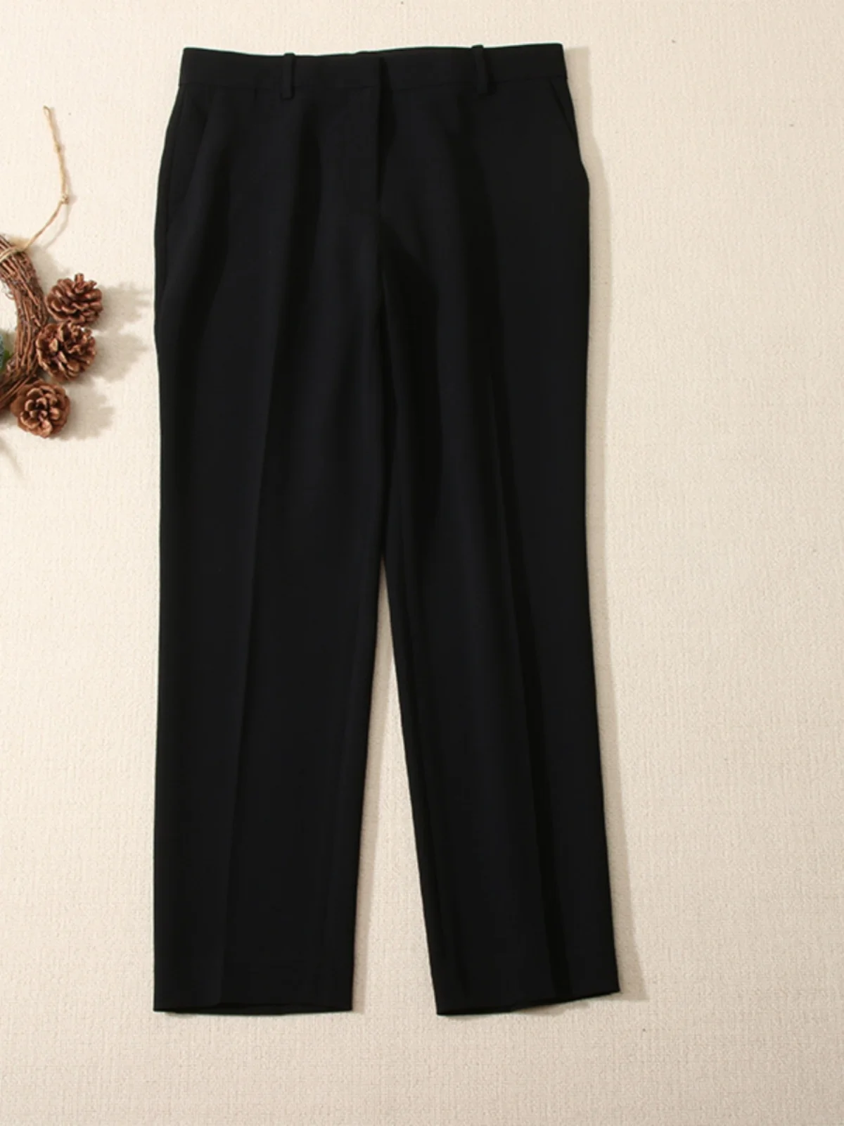 High Waist Slim Fit Tee-acetate Busin Pants Confident High-end Feel Easy Wear Polyester Fiber Commute Sle Seven/Nine-L...