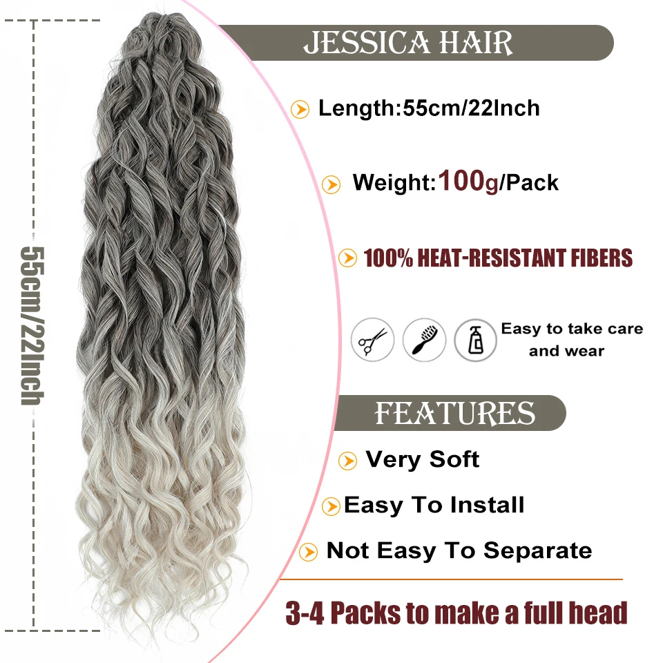 22 Inch Jessica Synthetic Hair Deep Wavy Twist Crochet Hair Curly Crochet Braids High Temperature Fiber Braiding Hair Extensions image 6