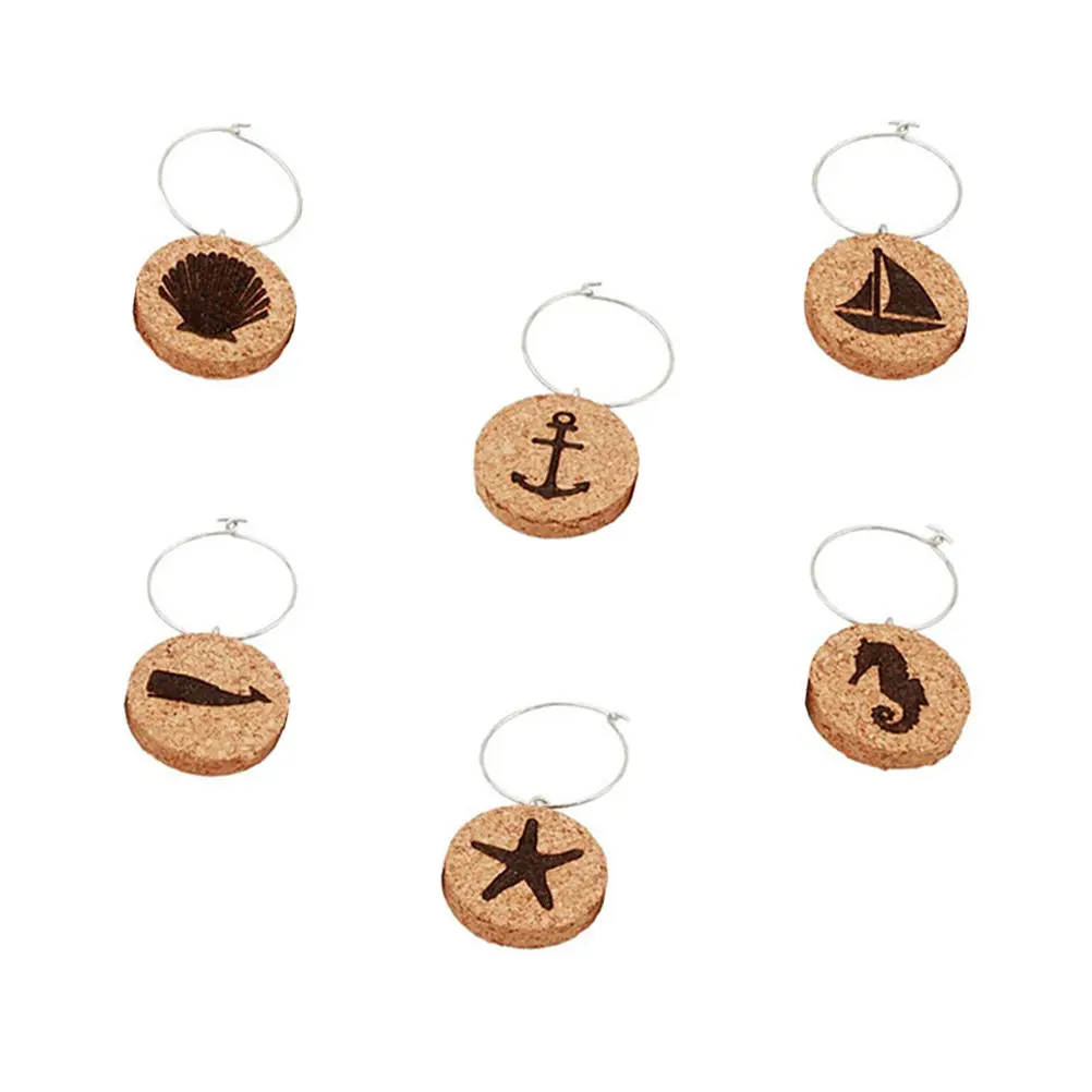 6Pcs Wine Glass Charms Elegant Wood Rings Drink Markers Party Supplies Rustic Glass Drink Tags for Events Home