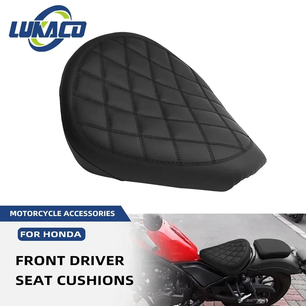 Motorcycle Black Checkered Front Rider Driver Solo Seat Cushion Synthetic For Honda Rebel CMX 300 500 CMX300 CMX500 2017-2023