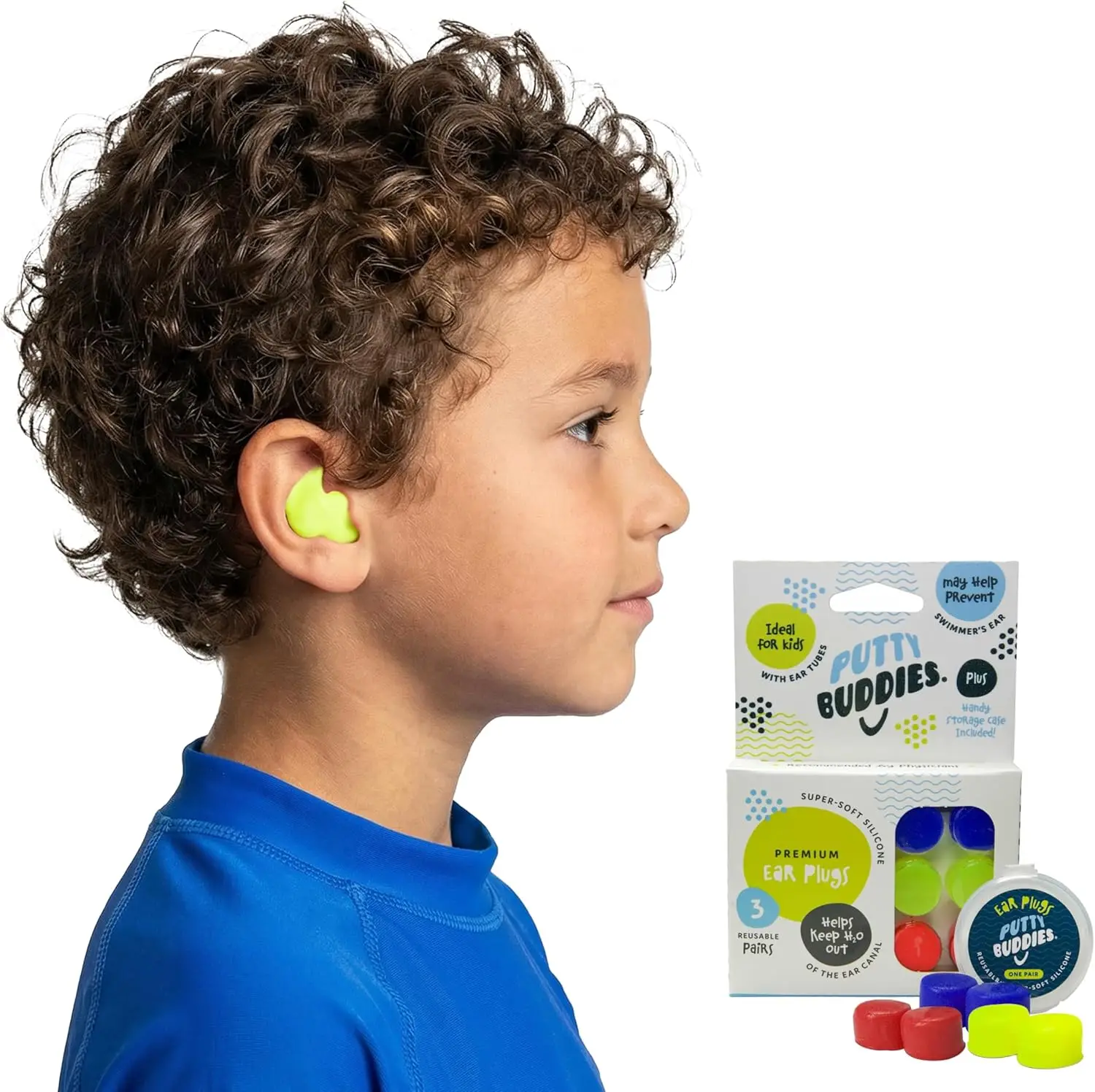 

Moldable Silicone Ear Plugs for Swimming - Waterproof, Reusable, 3 Pair Pack