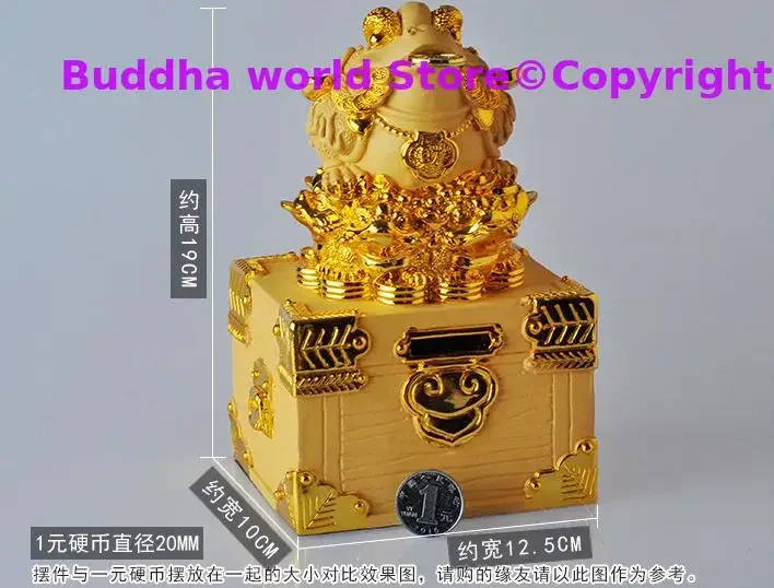 GOOD Asia HOME office shop company business Prosperity GOOD luck gold gold-plating Fortune JIN CHAN FENG SHUI talisman statue