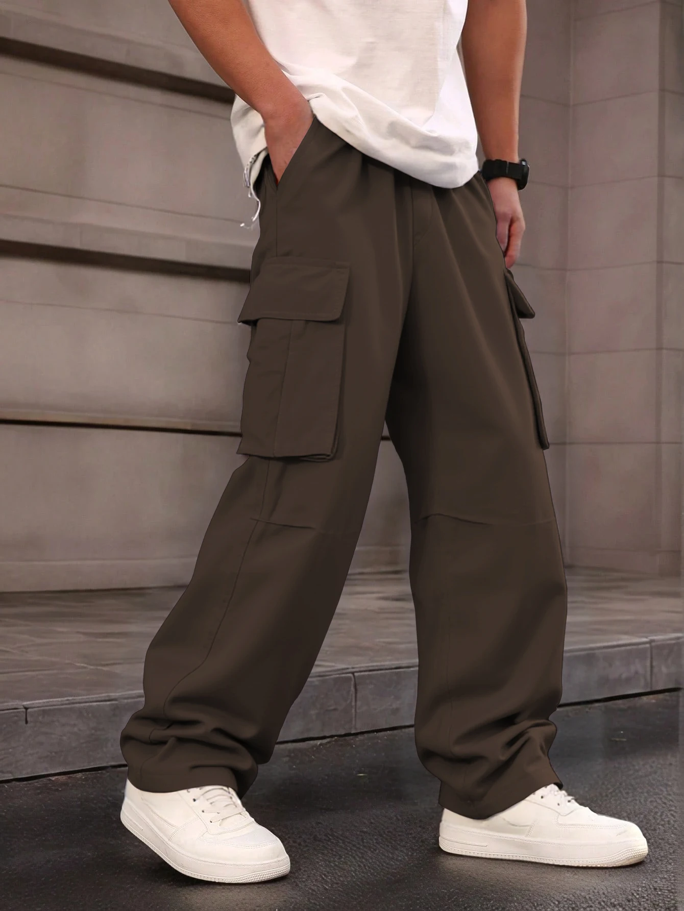 3D Pockets, Street-bombing Workwear, Trendy Functional Lacing, Loose-fitting Casual Pants, Men's Straight-cut Fashion