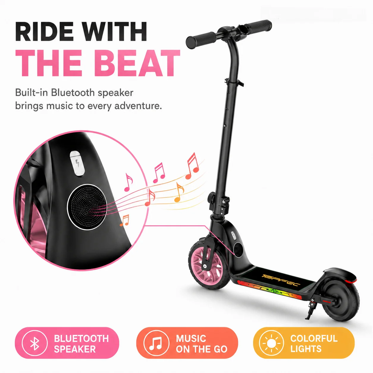 C10 Kids Electric Scooter with LED Display, 250W Motor 10 MPH Max Speed 6 Miles Range, 3 Adjustable Heights, 6.5