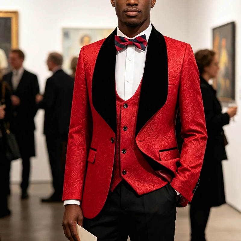 

Mens 3 Piece Velvet Slim Fit Suit Tuxedo Suits Shawl Collar One Button Wedding Dinner Prom Jacket Vest Pants Suit Set