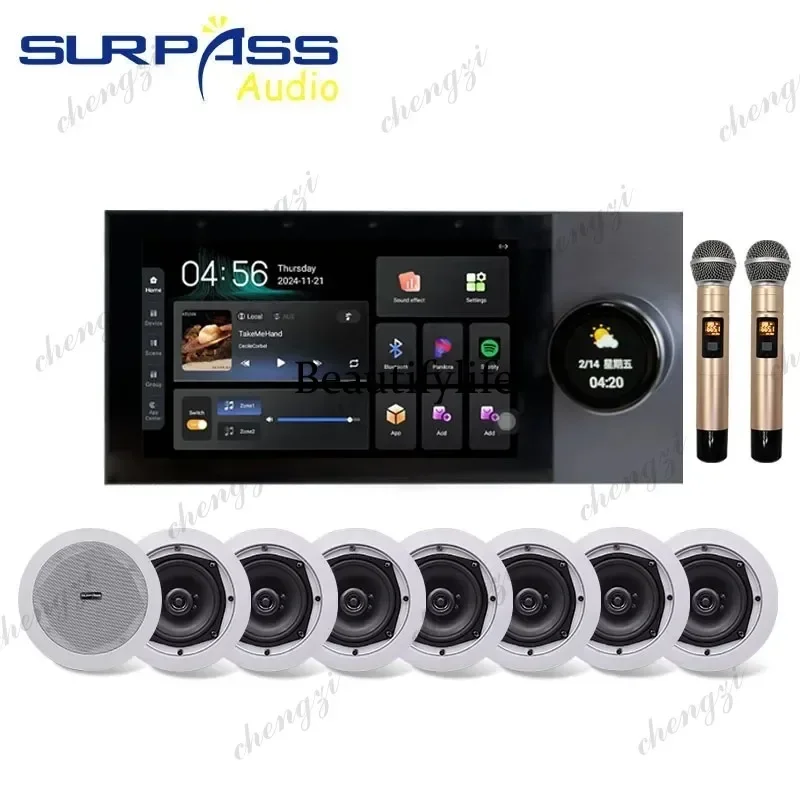 

M138 Karaoke 7Inch Touch Screen Android 11 WiFi TUYA ZIGBEE Wall Amplifier Smart Audio System Home Theater Stereo Ceiling Speake