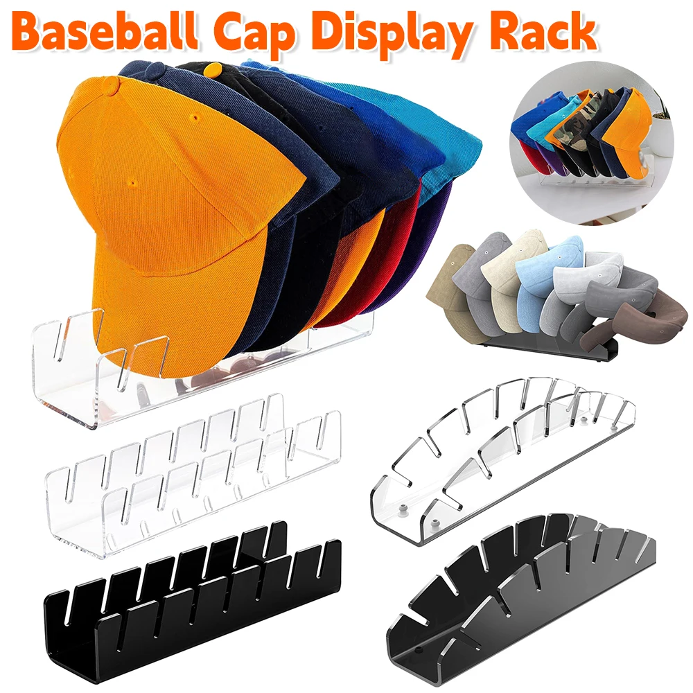 7/8 Holes Acrylic Baseball Cap Display Rack No Install Hat Rack for Home Closet Storage Organization Stores Hat Cap Holder Case