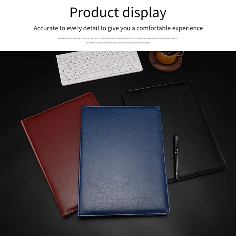 

Practical-A4 PU Padfolio File Folder Portfolio Business Document Holder Metal Clipboard Pad Document Organizer Holder Easy To Us