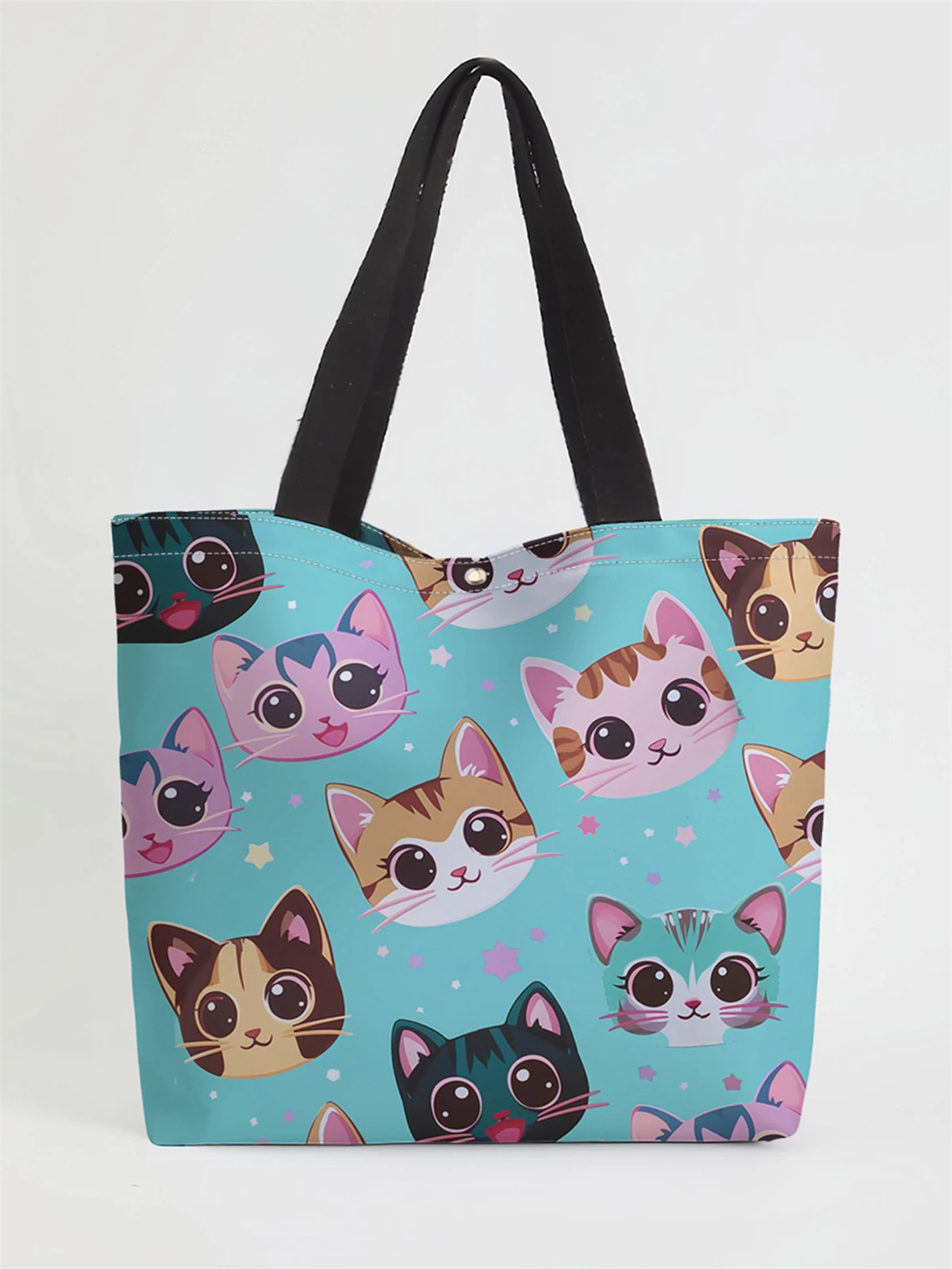 

1 шт., сумка с милым мультяшным рисунком кота, многоразовая модная сумка, многофункциональная сумка, холщовая сумка для покупок с принтом