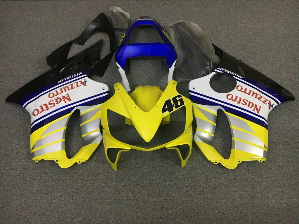 Custom Fairings Kit for HONDA CBR600 F4I 01 02 03 CBR600F4I 2001 2002 2003 Injection Yellow White Blue Bodywork Set