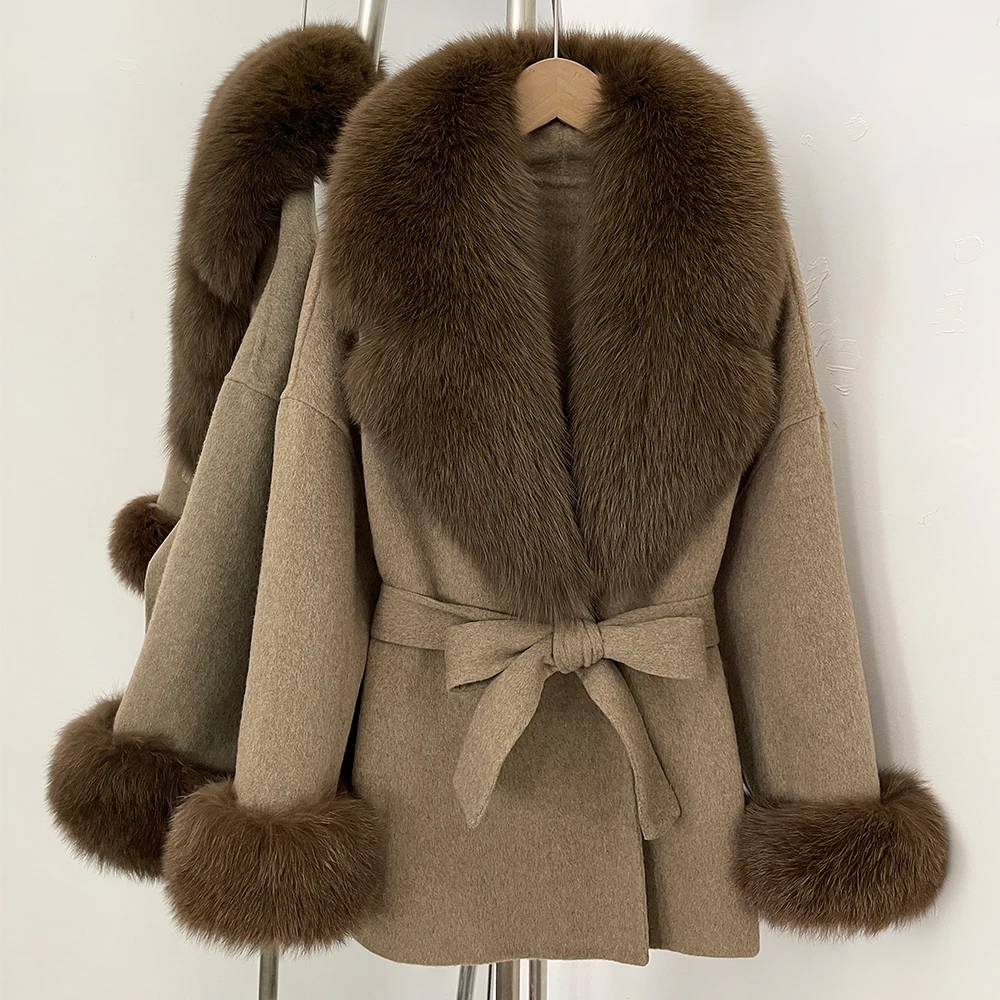 Women's Woolen Coat Female Fur Coat Women's Real Fur Coat Women's Clothing Trend 2026 Luxury Clothing Woman Designer Overcoat