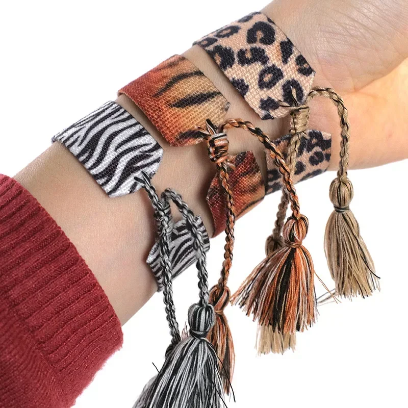 New Novelty Webbing Bracelets Beautiful Leopard Print Zebra Print Adjustable Length Webbing Woman Fashion Bracelets