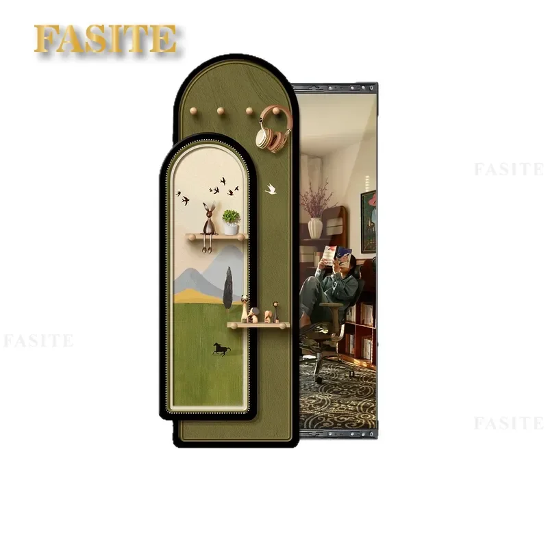 For Medieval Entrance Invisible Sliding Full Body Mirror Decorative Painting 2026 New Hole Plate Cover Hidden Full Length