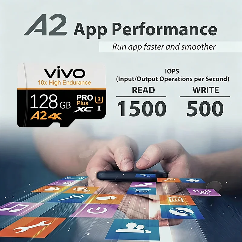 Wodoodporne karty pamięci VIVO SD, TF, Micro TF SD 256GB 128GB 1TB, odporne na błędy, do kamer samochodowych / telefonów — zdjęcie produktu 2