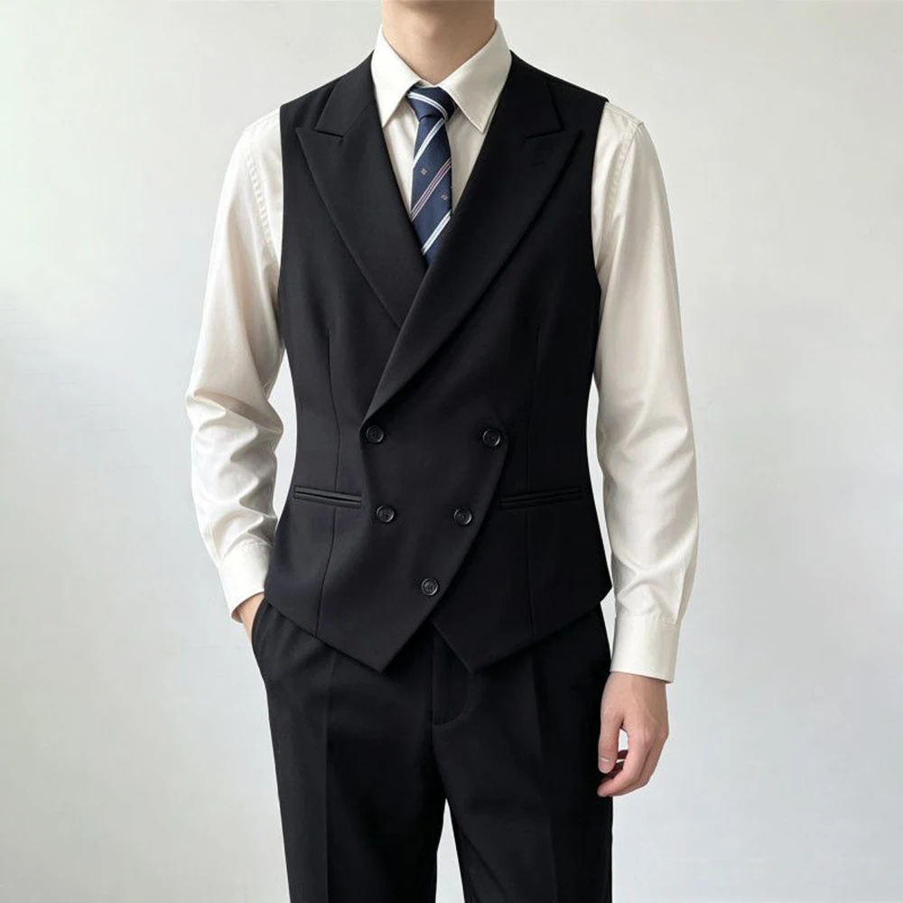 Mens Irregular Asymmetric Placket Vest Streetwear Fashion Youth Outdoor Casual Tailored Slim City Boy Stage Leisure Gilet 2026