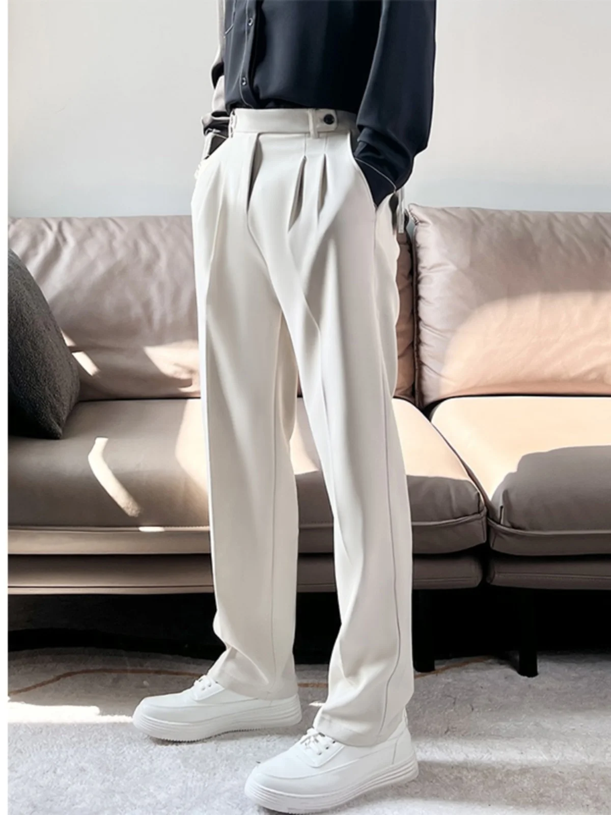 

Мужские повседневные брюки прямого кроя, струящиеся, однотонные, не требующие глажки, молодежные, деловые, повседневные, стильные