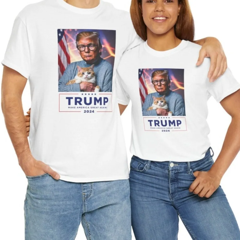 Trump Cat Meme T-Shirt Unisex Graphic Tee 2024 Election Republican Shirt AI Trump Political Campaign Trump 2024 Political Humor