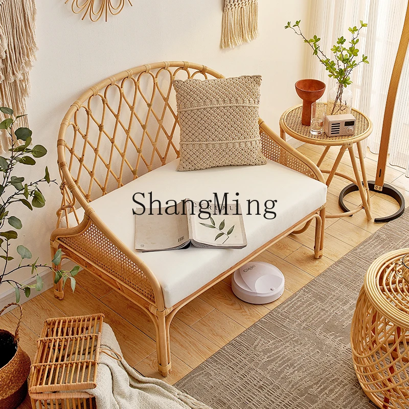 

LXY Home Modern Balcony Leisure Chair Rattan Light Luxury Retro Small Sofa